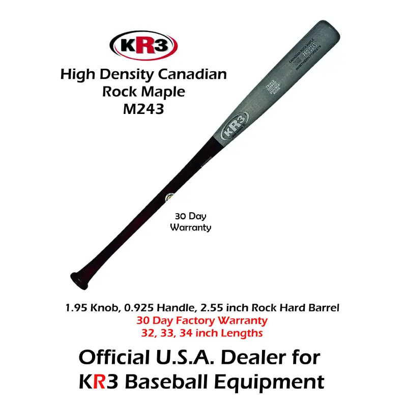 KR3 PRO C243 High Density Maple 32 inch Wood Bat (-3) 29.5 oz C243