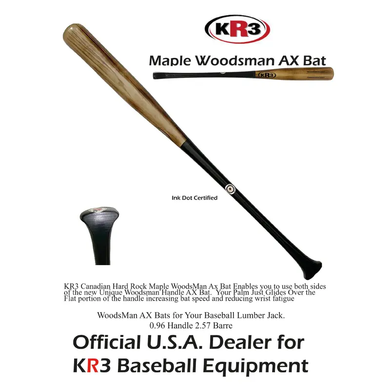 New KR3 PRO Maple Woodsman AX Bat 32 inch Wood Bat (-3) 29.5 oz