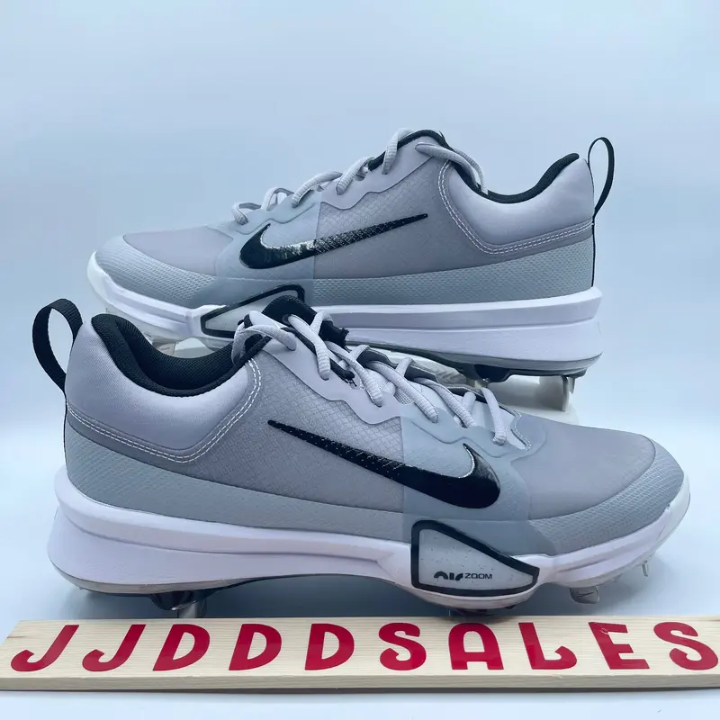Nike Force Zoom Trout 9 Gray White Metal Baseball Cleats FB2907-002 Mens Sz 7.5
