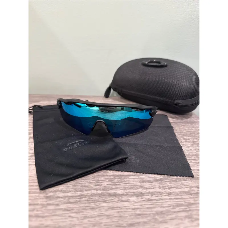 Oakley radars blue ones with a black frame