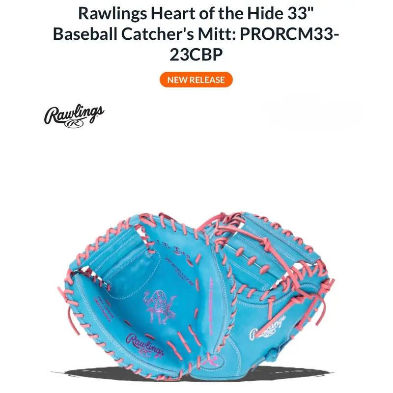 New Rawlings Right Hand Throw Catcher's Heart of the Hide Baseball Glove 33"