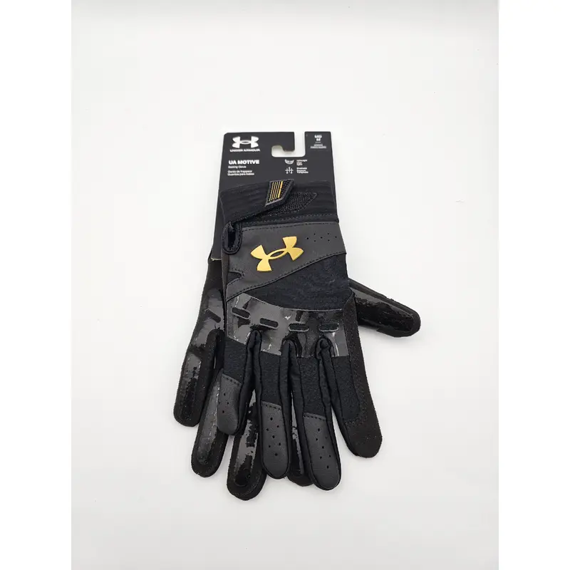Under Armour Motive Batting Gloves Softball Black/Gold Womens Size M 1372532-001