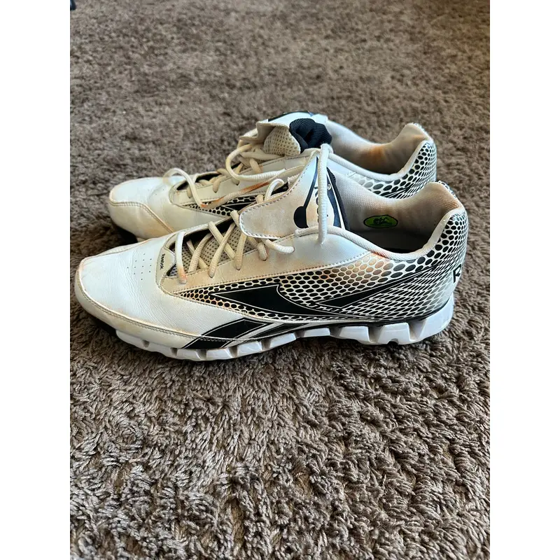 Reebok Zigtech Baseball Cleats Rare Men's Size 14 White Used Metal