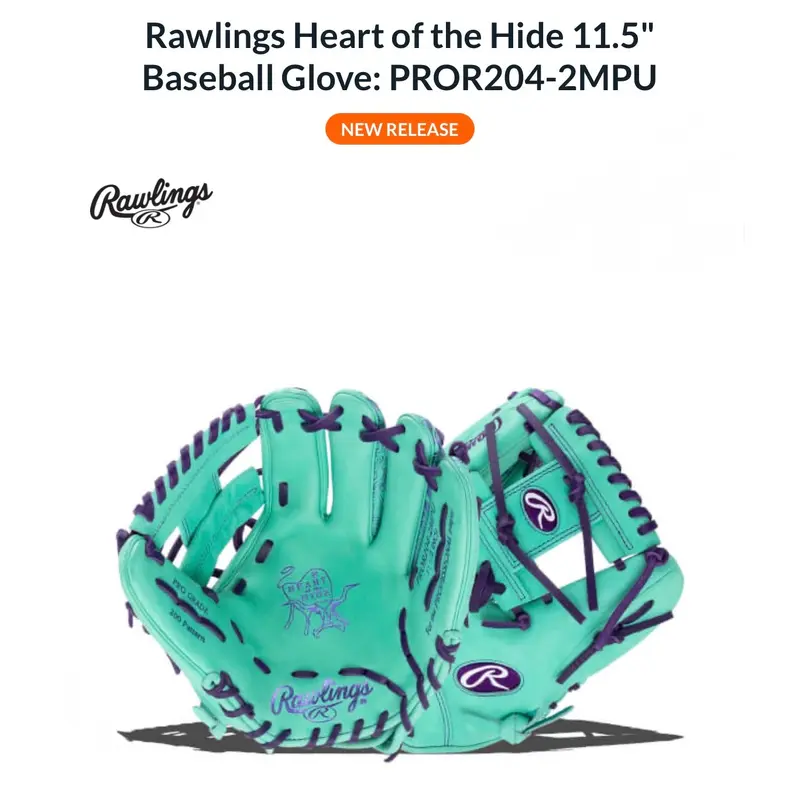 New Rawlings 2026 Heart of the Hide 11.5" R2G Baseball Glove.  Model PROR204-2MPU