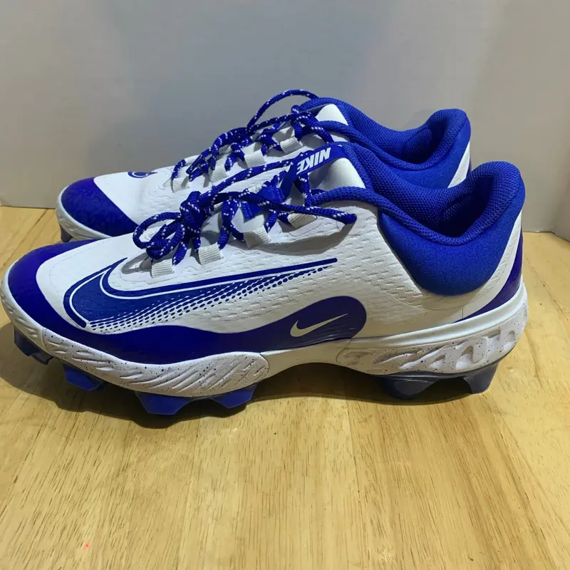 Nike Alpha Huarache 4 Elite MCS Baseball Cleats White Blue FD6255-106 Mens Sz 11