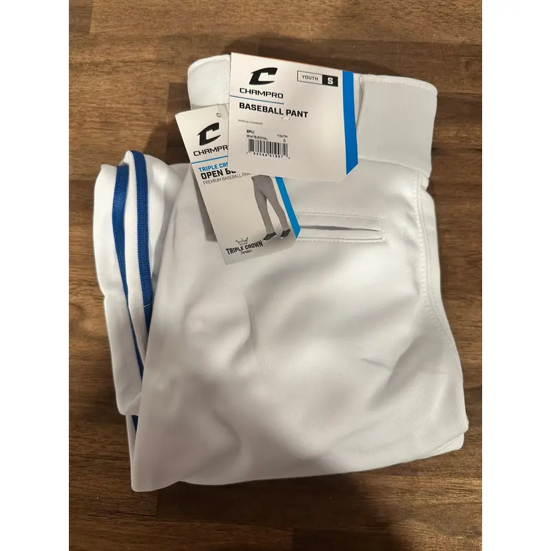 White & Royal Blue Stripe Youth Small Champro Game Pants (New)