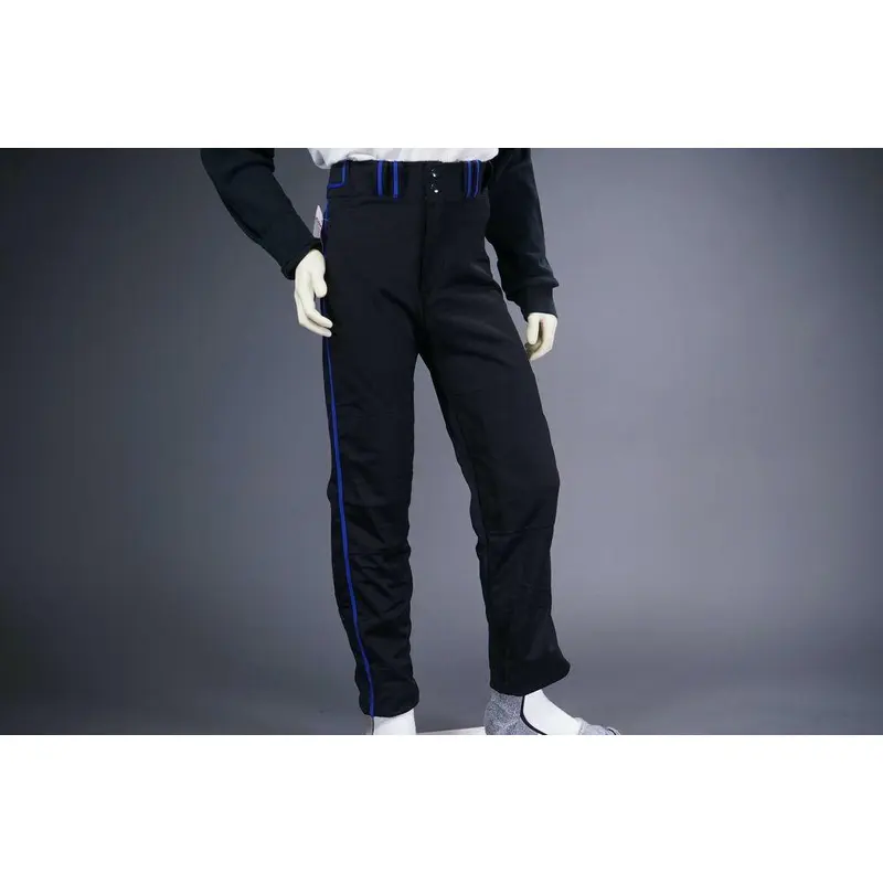 COMBAT PIPED STOCK OPEN BOTTOM BASEBALL/SOFTBALL PANTS, BLACK/BLUE ~ YOUTH SMALL