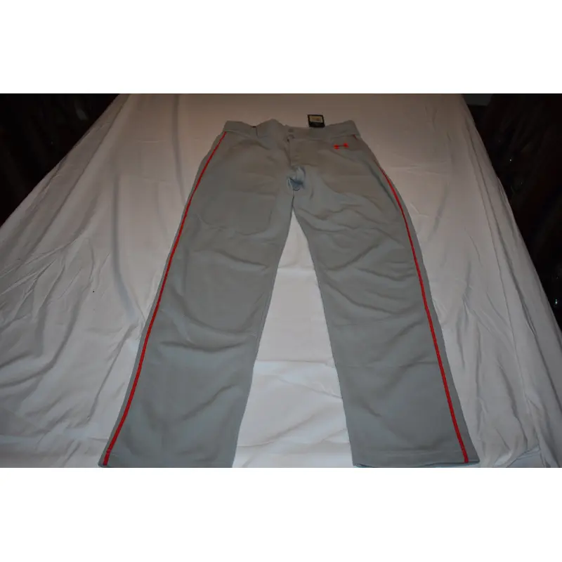 NEW - Under Armour UA Utility Relaxed Piped Baseball Pants 1317259, Gray/Red, Medium