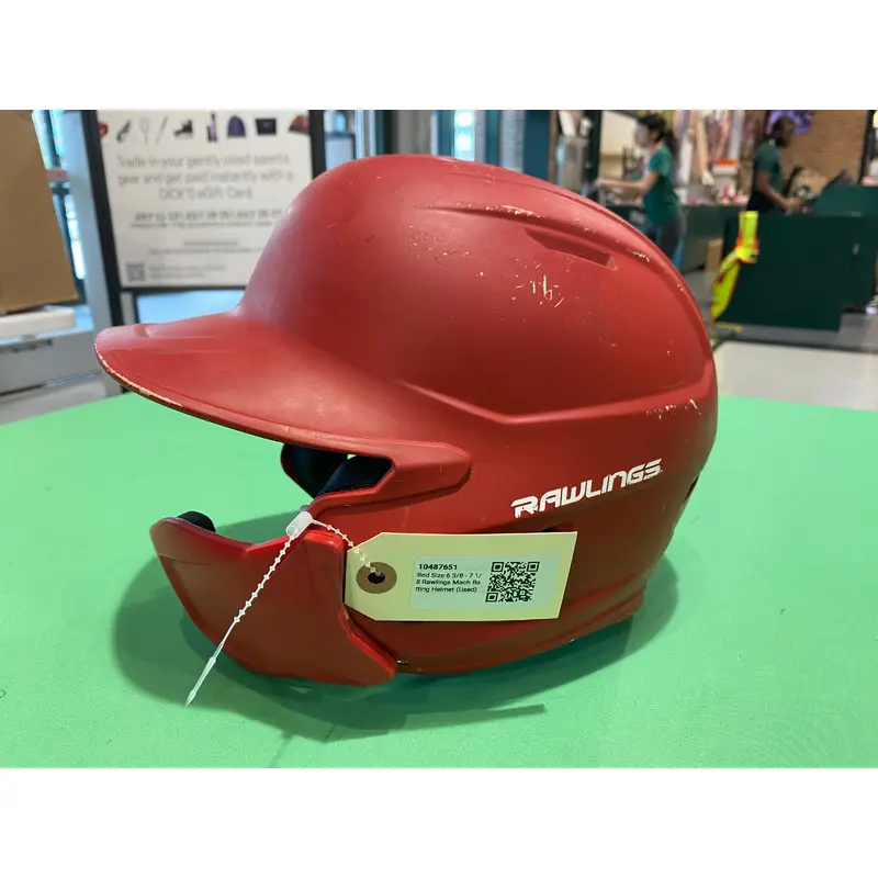 Red Size 6 3/8 - 7 1/8 Rawlings Mach Batting Helmet (Used)