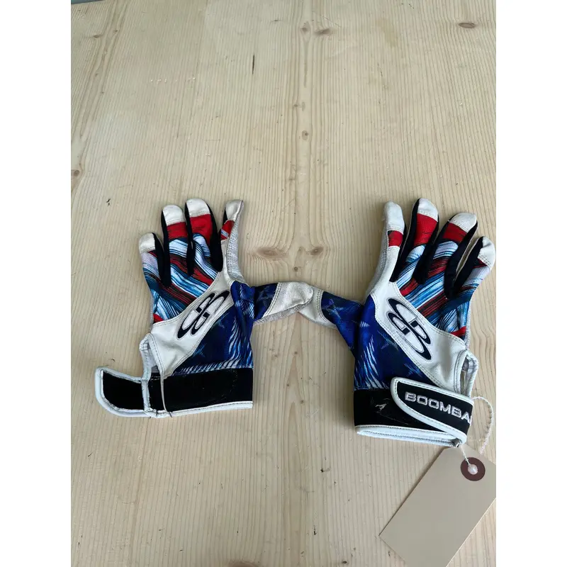 White All Star Used Large Boombah Batting Gloves Youth