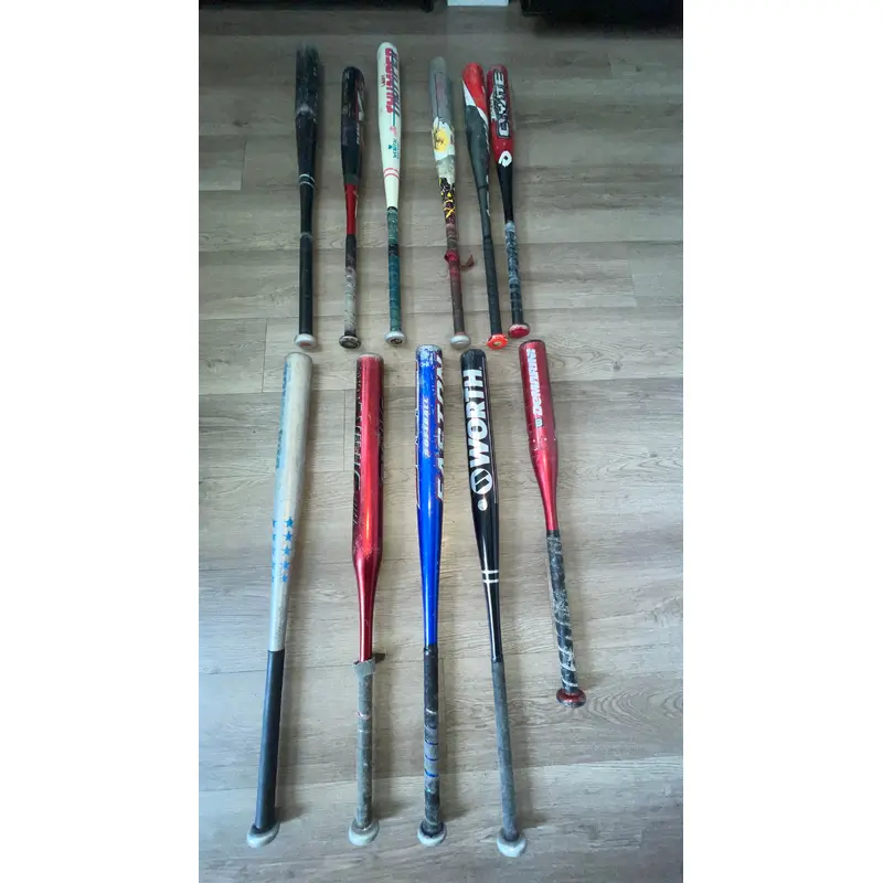 (Used) Eleven Youth Baseball Bats Varying Sizes