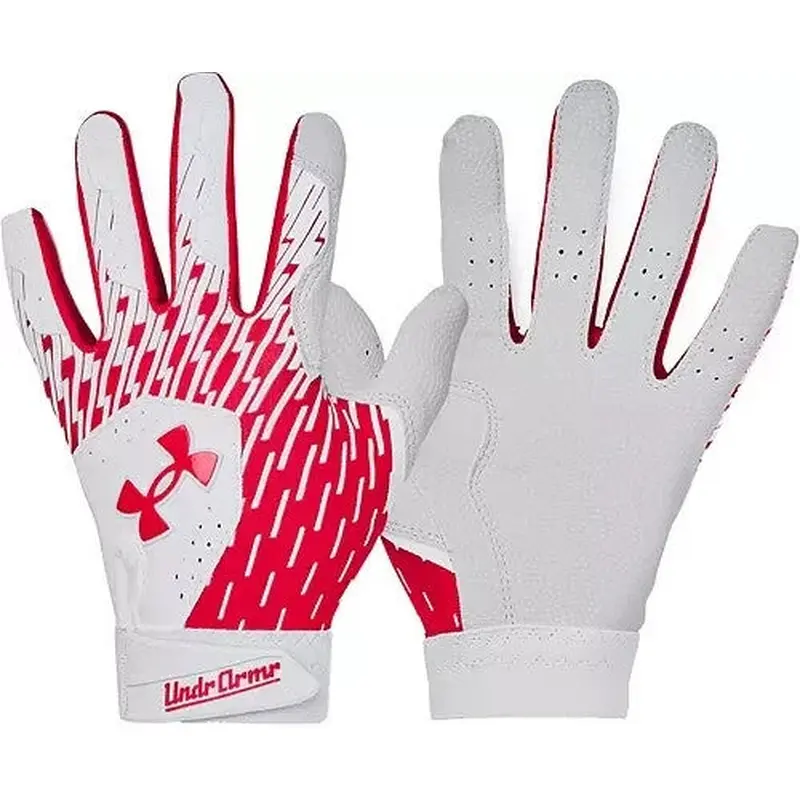 NEW Under Armour Boys' UA Clean Up Batting Gloves 1378766 Red / White