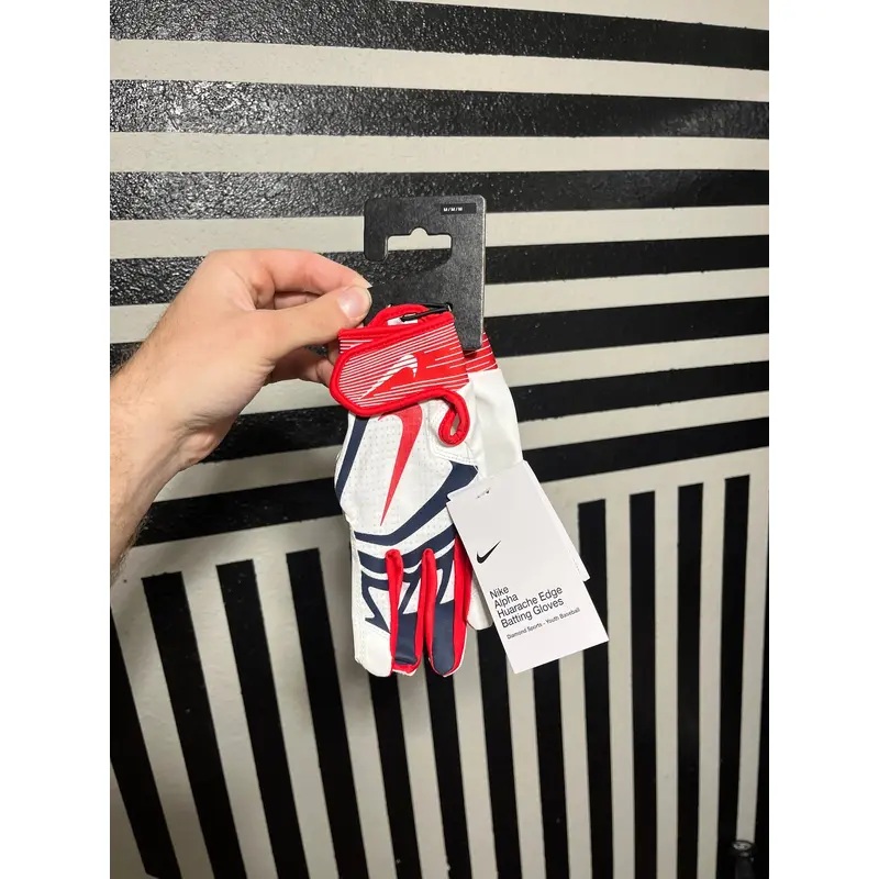 Youth Noke Alpha Huarache Edge batting gloves brand new red white blue