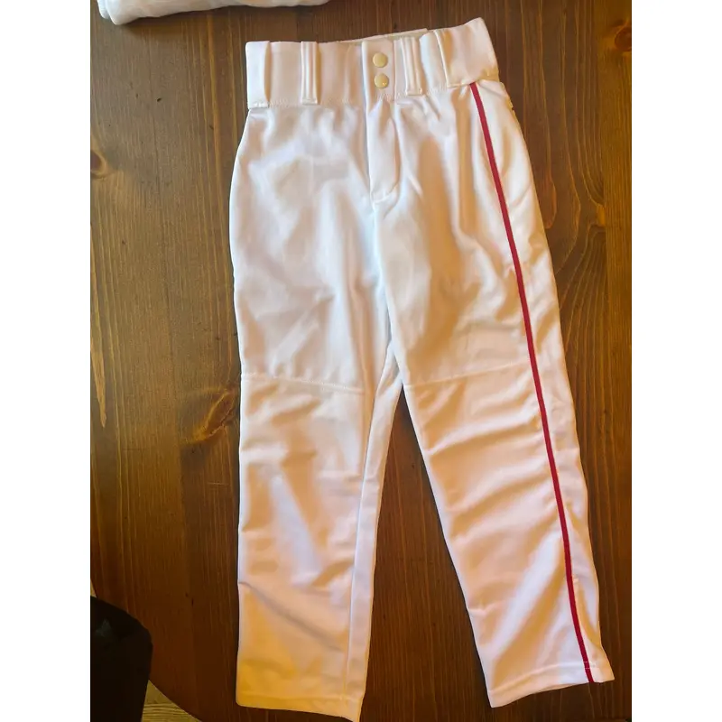 Alleson youth small baseball pants white with red stripe