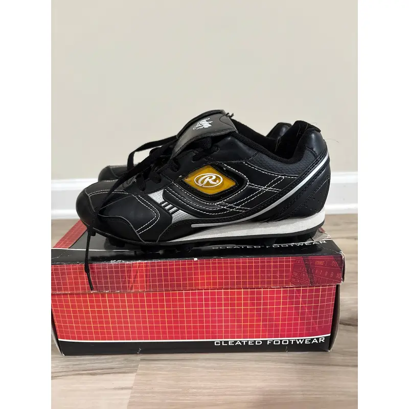 Black Men's Size M 5.0 (W 6.0) Adult Rawlings Low Top Molded Cleats (New)