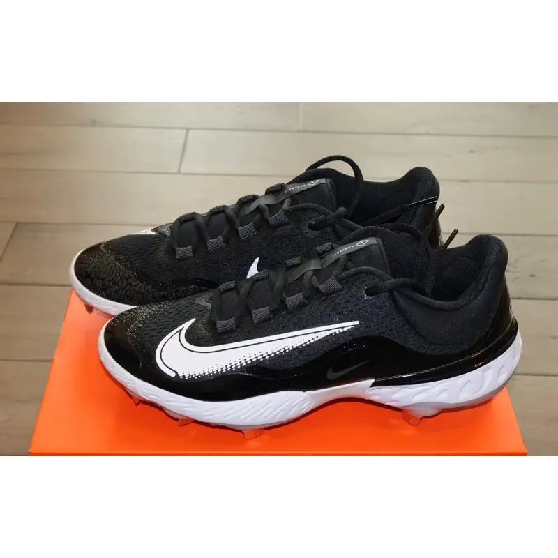 Size 9 Nike Alpha Huarache Elite 4 Low Triple Black White Metal Cleats