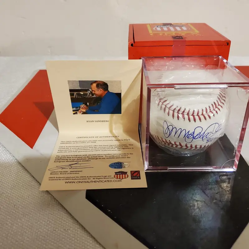 Ryne Sandberg 84 NL MVP Signed OML Baseball HOF Onyx Americons Auto Chicago Cubs