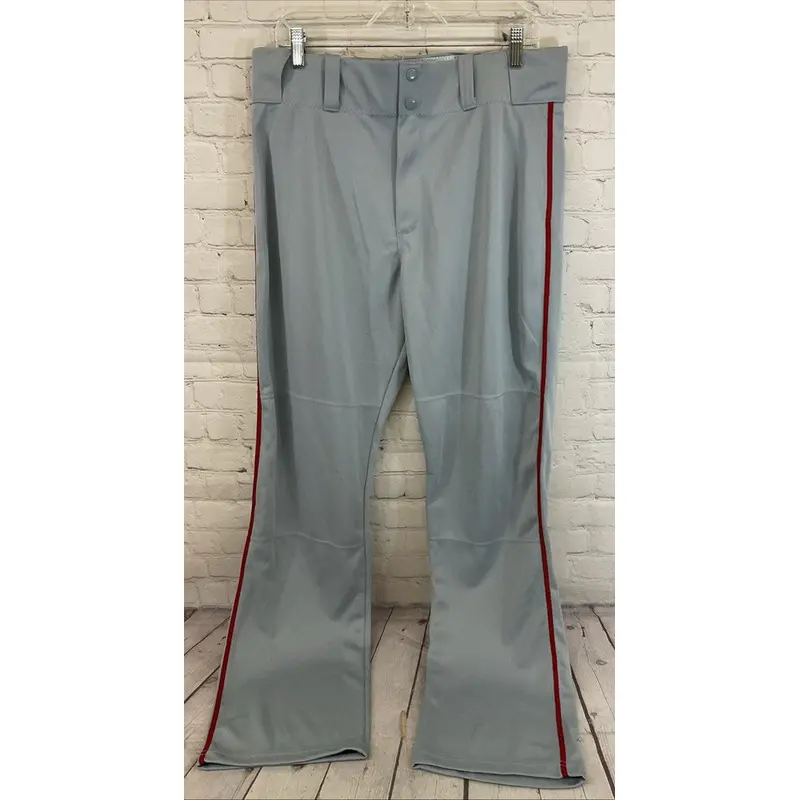 Russell Athletic BS7S06 Men's 100% Polyester Baseball Pants Grey Red Large