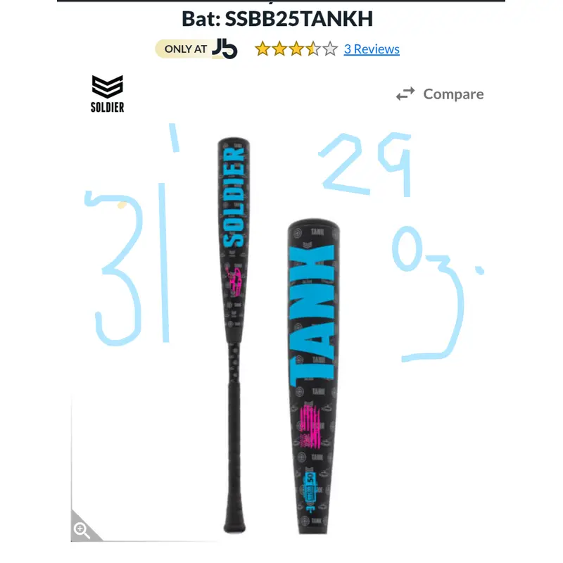 2025 BBCOR Certified Bat (-3) Composite 28 oz 31" (New)