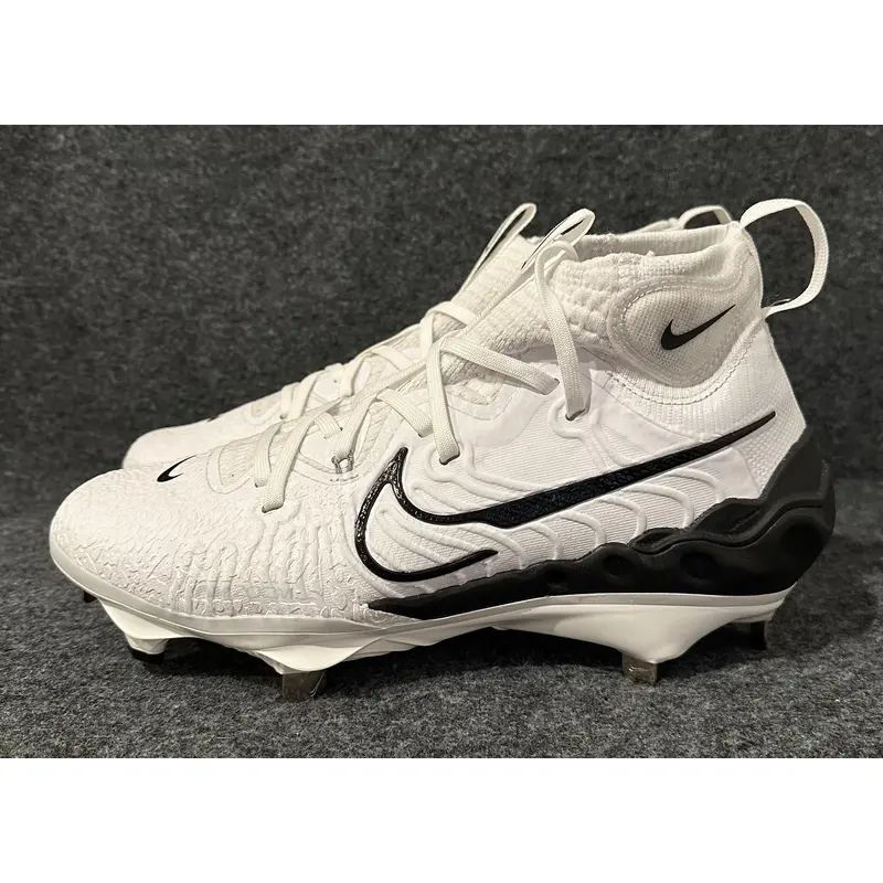 Mens Nike Alpha Huarache NXT Metal Baseball Cleats White Black DJ6517-101 Size 7.5