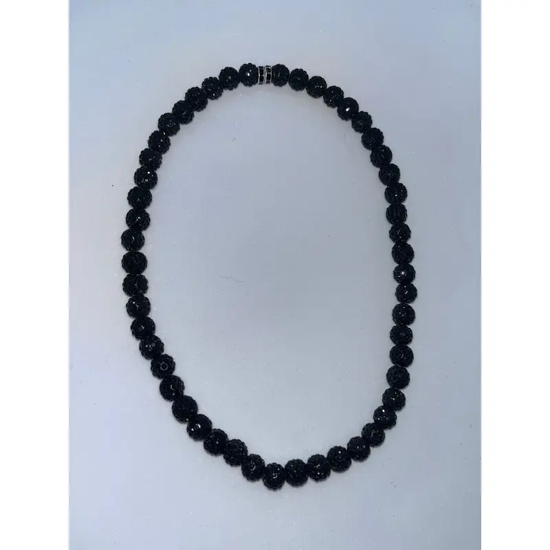 MLB type rhinestone necklace- black