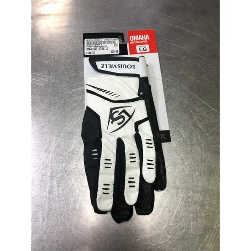 Louisville Slugger Large (New) Black White Batting Gloves