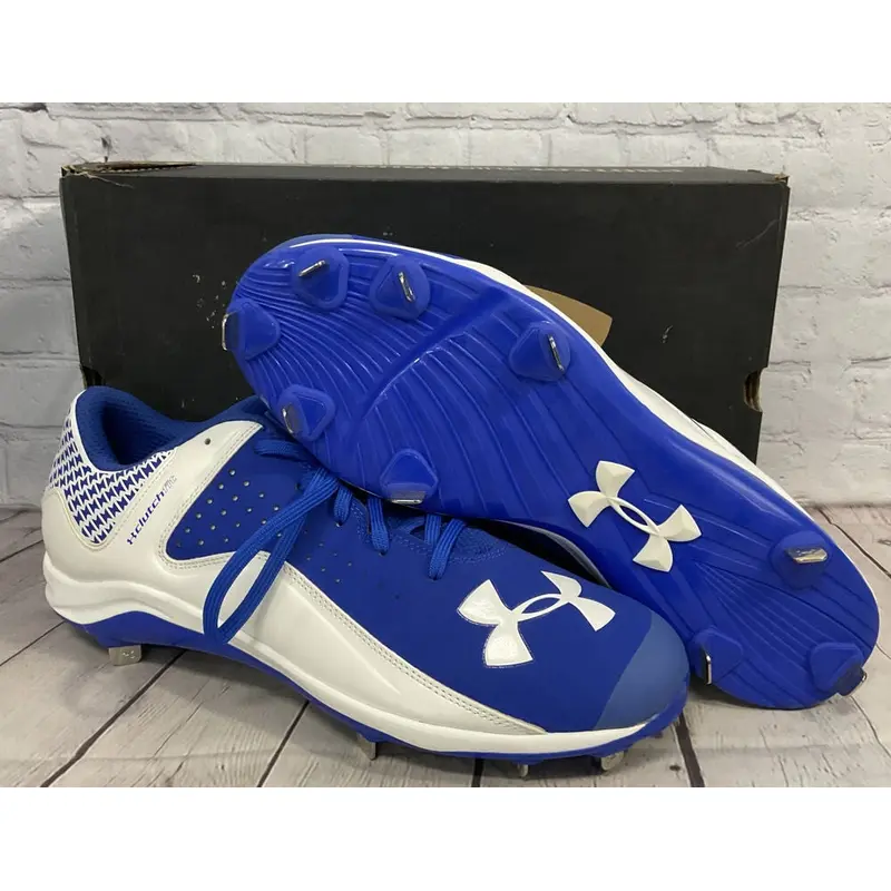 Under Armour Yard Low ST Men's Metal Baseball Cleats Royal Blue White US Size 13