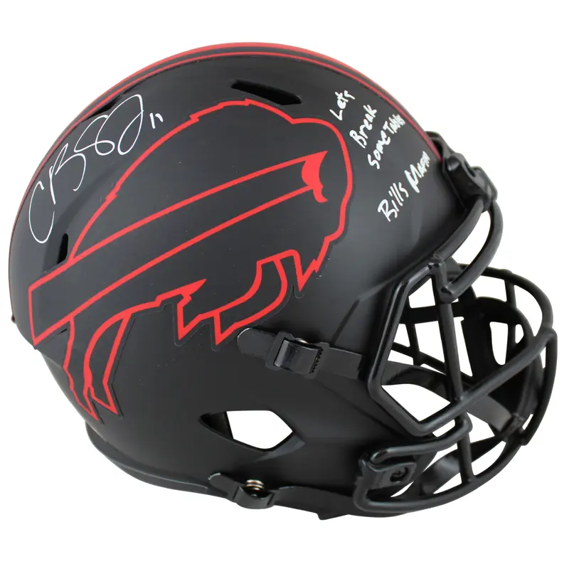 Bills Cole Beasley "2x Insc" Signed Eclipse Full Size Speed Rep Helmet BAS Wit