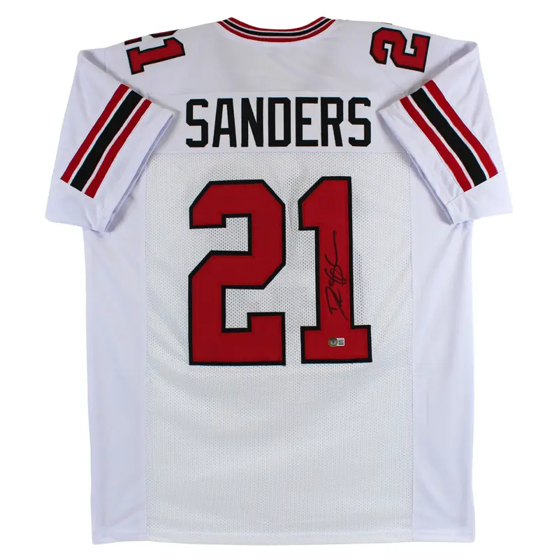 Deion Sanders Authentic Signed White Pro Style Jersey Autographed BAS Witnessed