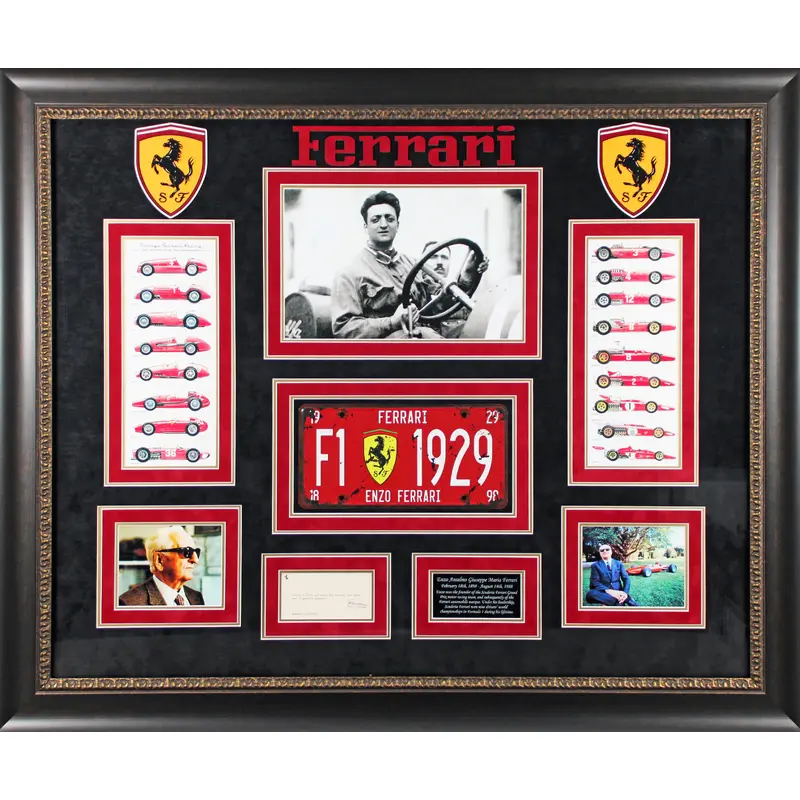 Enzo Ferrari Authentic Signed 2.25x5 Framed Cut Display Autographed BAS #AD64286