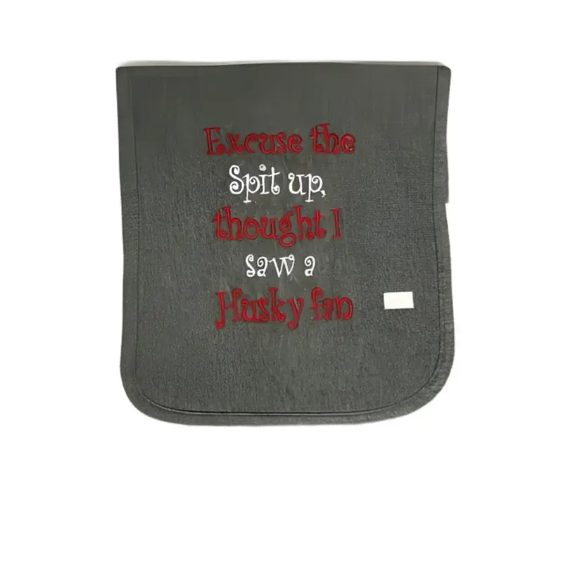 "Excuse the spit up, thought I saw a Huskies fan" Baby Embroidered Spit Up Rag
