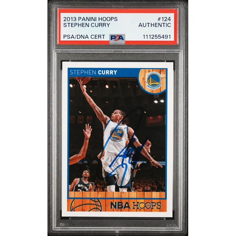 Warriors Stephen Curry Authentic Signed 2013 Panini Hoops #124 Card PSA Slabbed