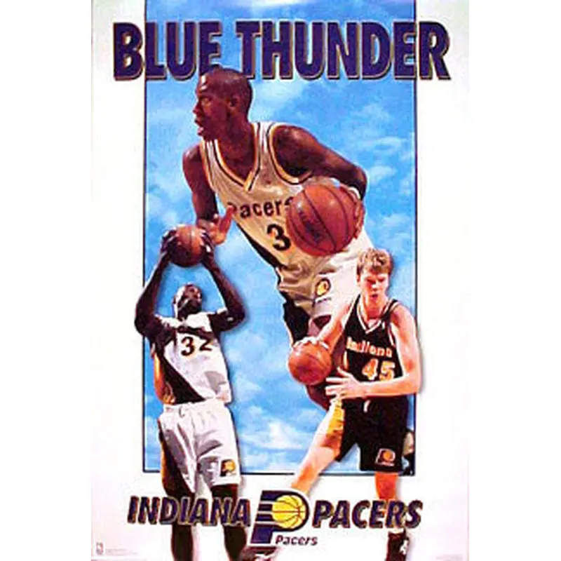 Indiana Pacers "Blue Thunder" Poster (Reggie Miller, Smits, Davis) - Costacos 1995