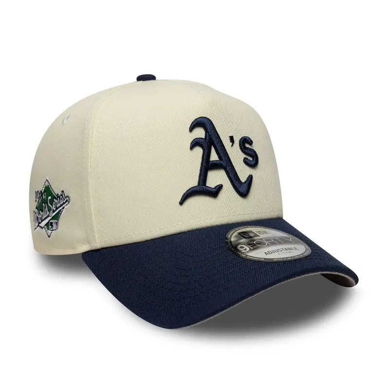 Oakland Athletics MLB Chrome Blue Contrast Cream 9FORTY A-Frame Adjustable Cap