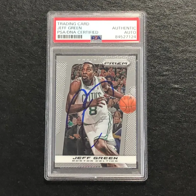 2013-14 Panini Prizm #35 Jeff Green Signed Card AUTO PSA/DNA Slabbed Celtics