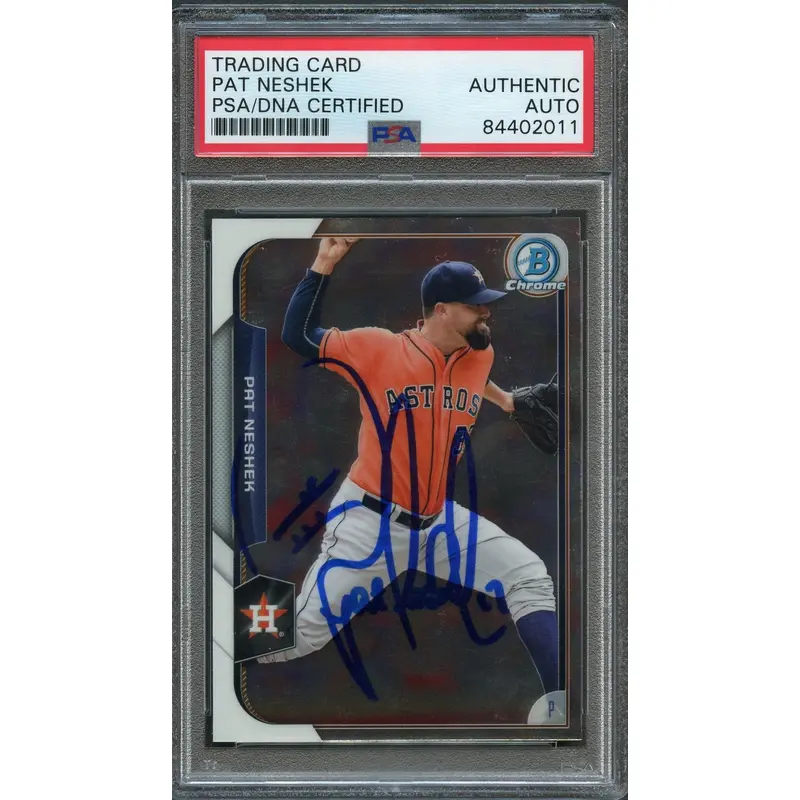 2015 Bowman Chrome #96 Pat Neshek Signed Card PSA Slabbed Auto Astros