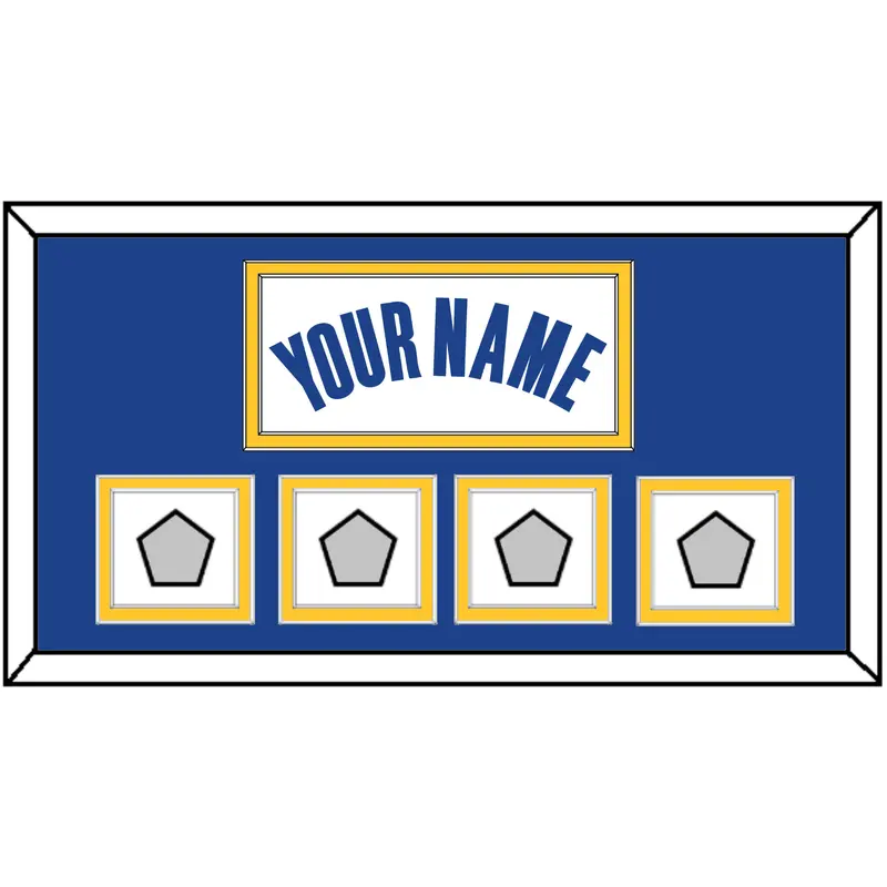 Golden State Name & 4 Finals Patches - White Association - Double Mat 2