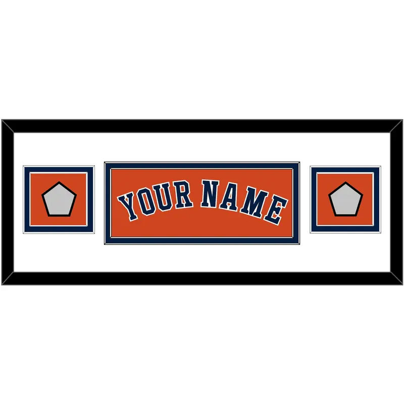 Houston Name & 2 World Series Jersey Patches - Alternate Orange - Double Mat 2