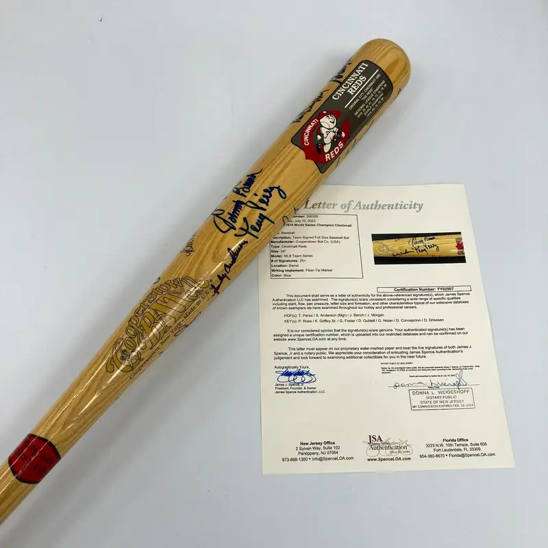 1976 Cincinnati Reds World Series Champs Team Signed Baseball Bat JSA COA