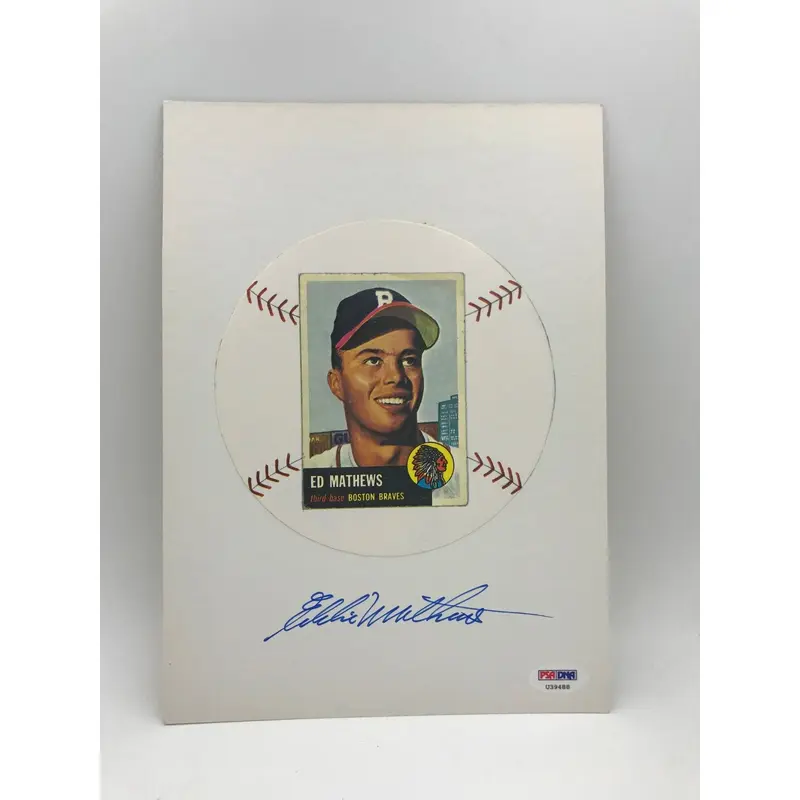 Eddie Mathews Signed Topps Photo Disc PSA DNA
