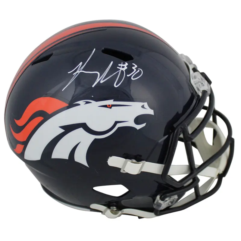 Broncos Phillip Lindsay Authentic Signed Full Size Speed Rep Helmet JSA Witness