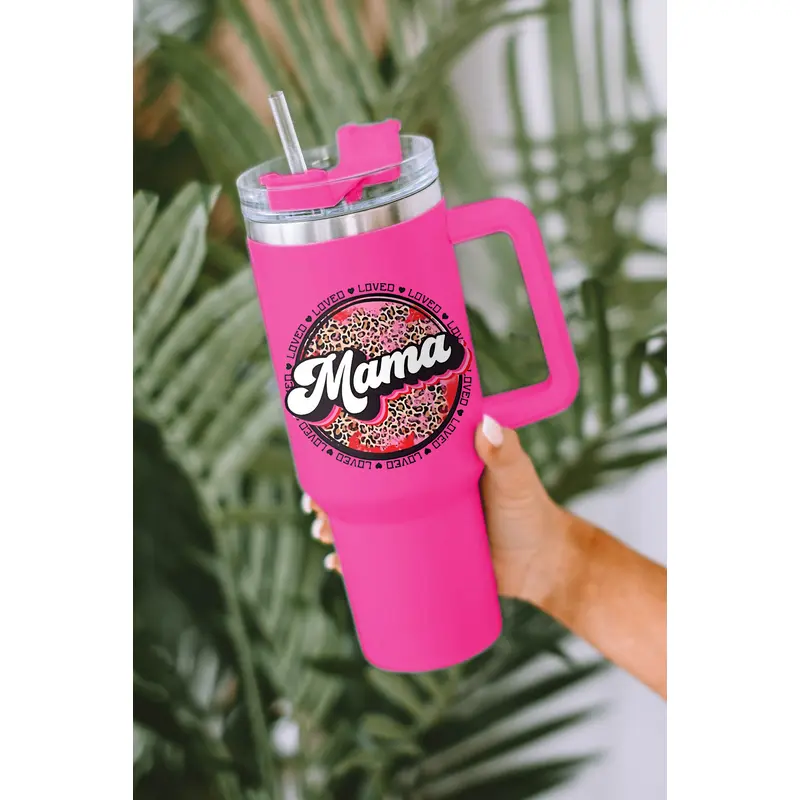 Rose Mama Leopard Print Stainless Steel Insulate Cup with Handle 40oz