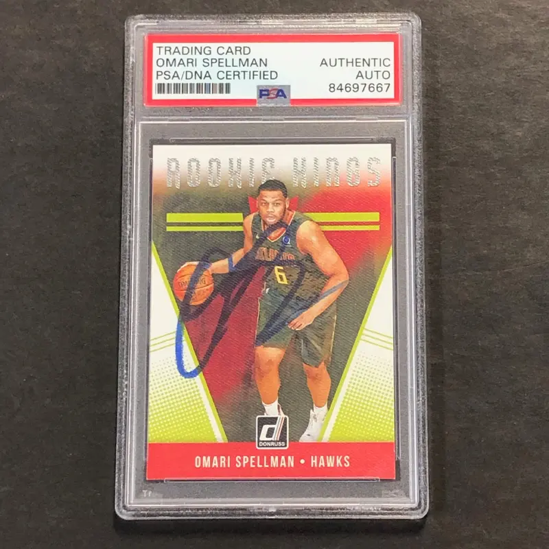 2018-19 DONRUSS ROOKIE KINGS #18 Omari Spellman Signed Card PSA/DNA Slabbed RC Hawks