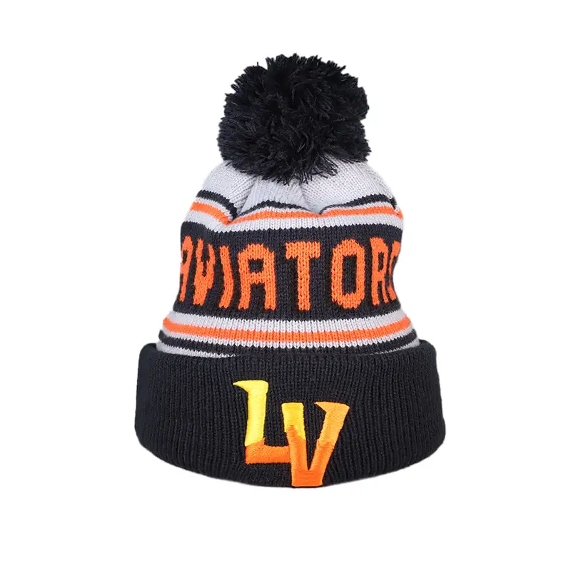 Kids' New Era LV Knit Navy/Gray/Orange Beanie