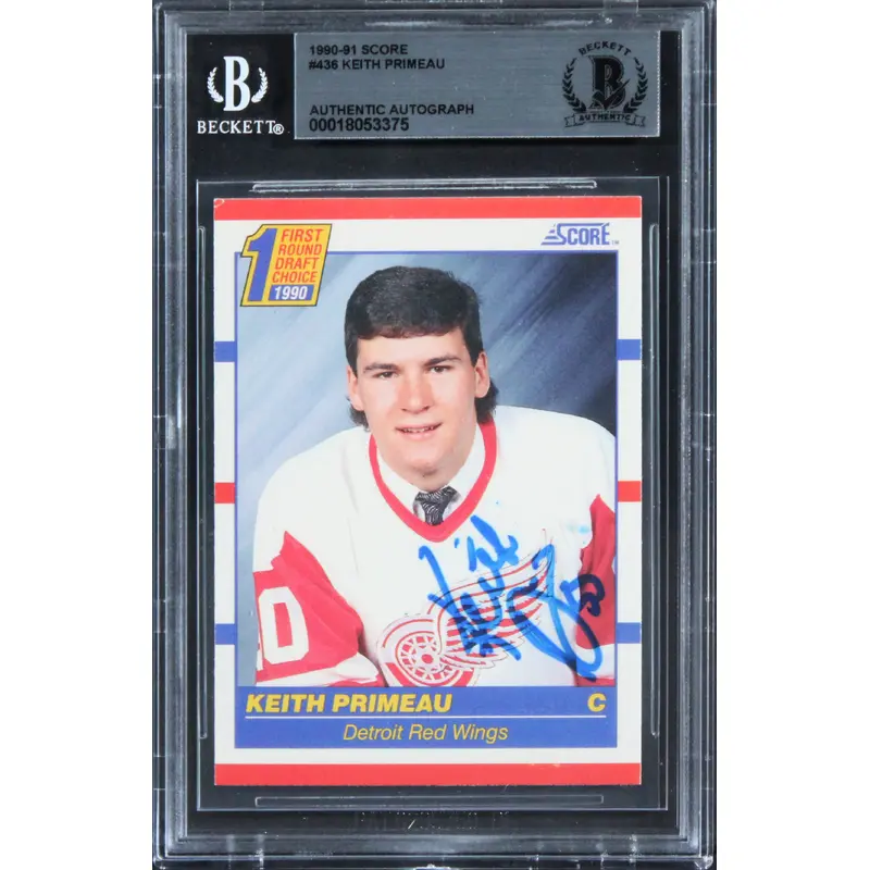 Red Wings Keith Primeau Authentic Signed 1990 Score #436 Rookie Card BAS Slabbed
