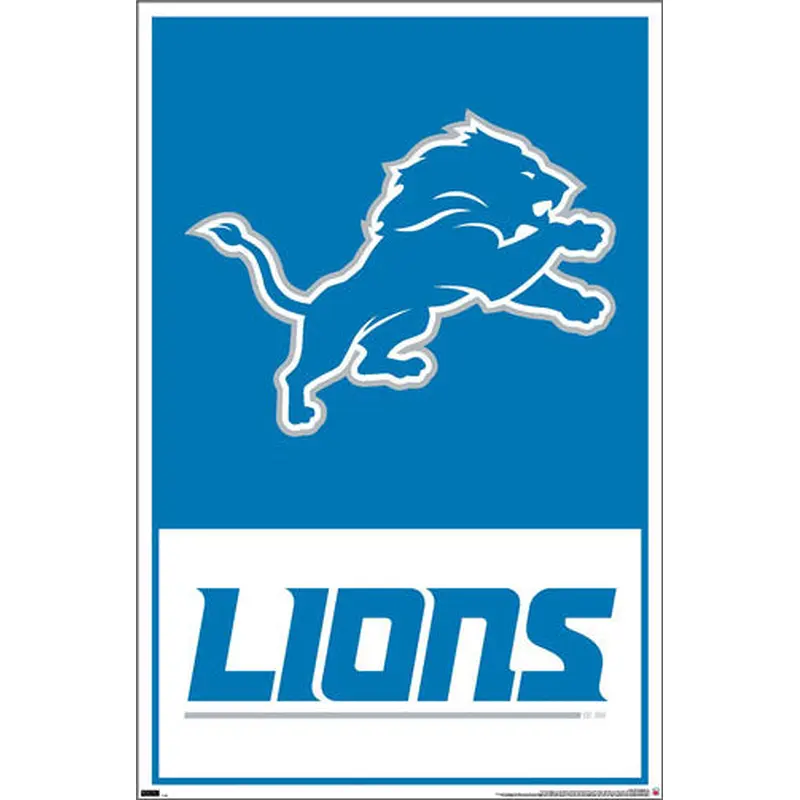 Detroit Lions Official NFL Football Team Logo and Wordmark Poster - Costacos Sports