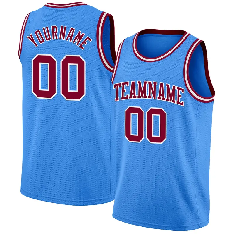Custom Powder Blue Maroon-White Authentic Basketball Jersey
