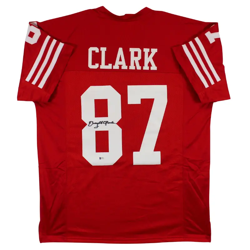 Dwight Clark Authentic Signed Red Pro Style Jersey BAS Witnessed #J45975