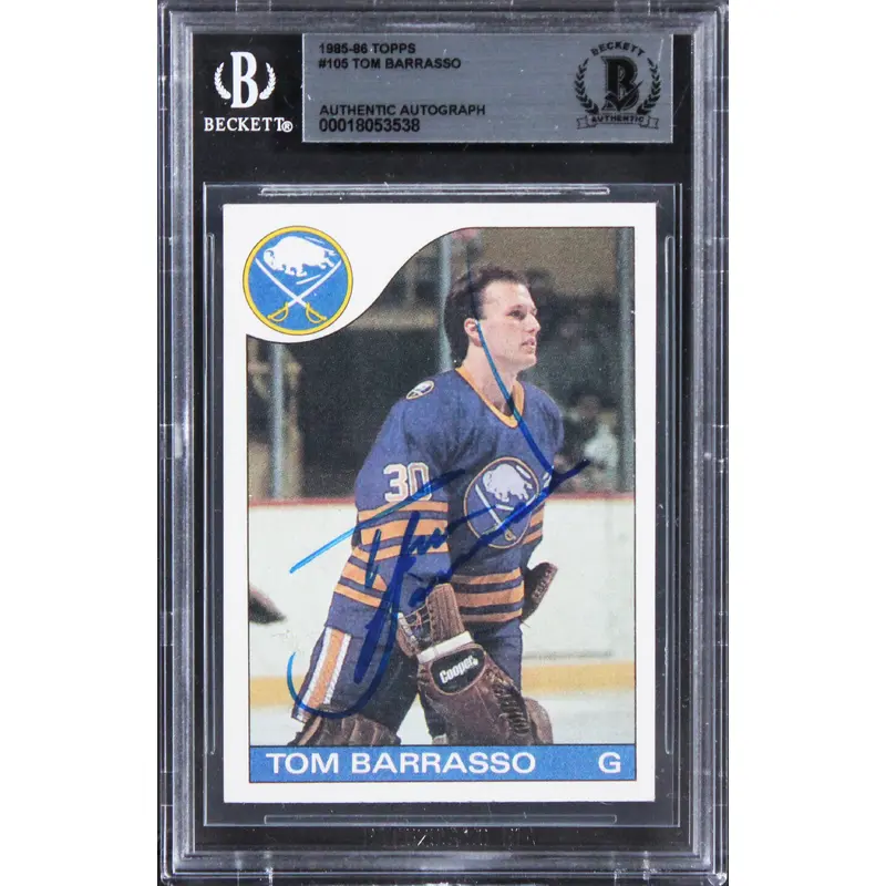 Sabres Tom Barrasso Authentic Signed 1985 Topps #105 Card BAS Slabbed