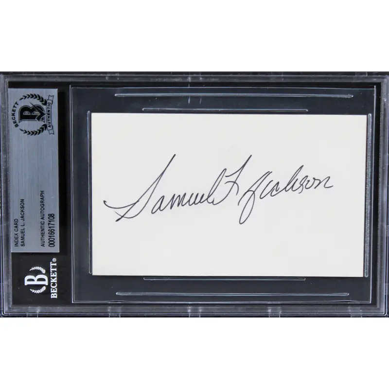 Samuel L. Jackson Coming to America Authentic Signed Index Card BAS Slabbed